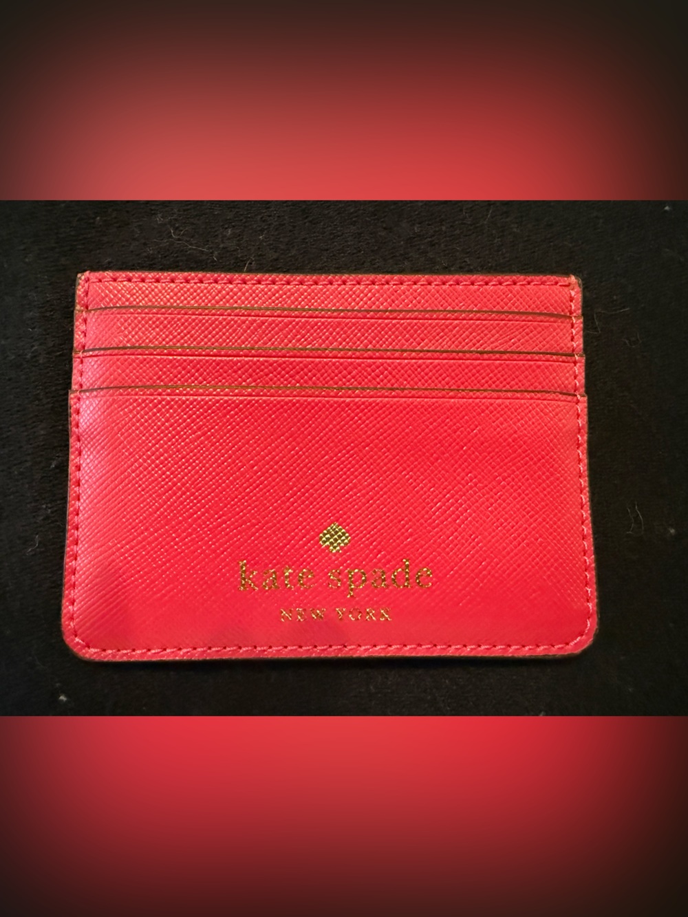 kate spade pink Saffiano Leather Card Holder